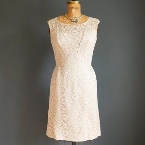 60's Lace Overlay Illusion Sheath Dress by Seymour Jacobson